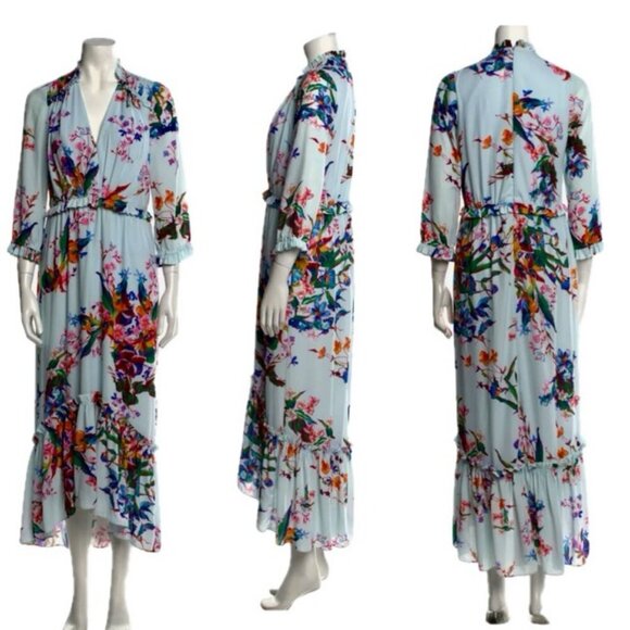 HUNTER BELL DRESS SZ 4 WILDFLOWERS RUFFLE TIERED EMBELLISHMENT AESTHETIC CHIC - Picture 5 of 16